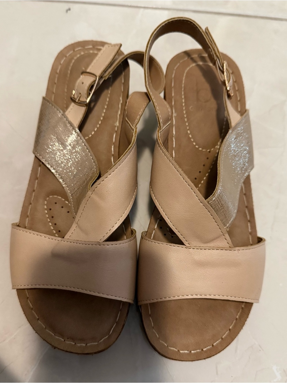 Bakers Beige Crisscross Slingback Sandals